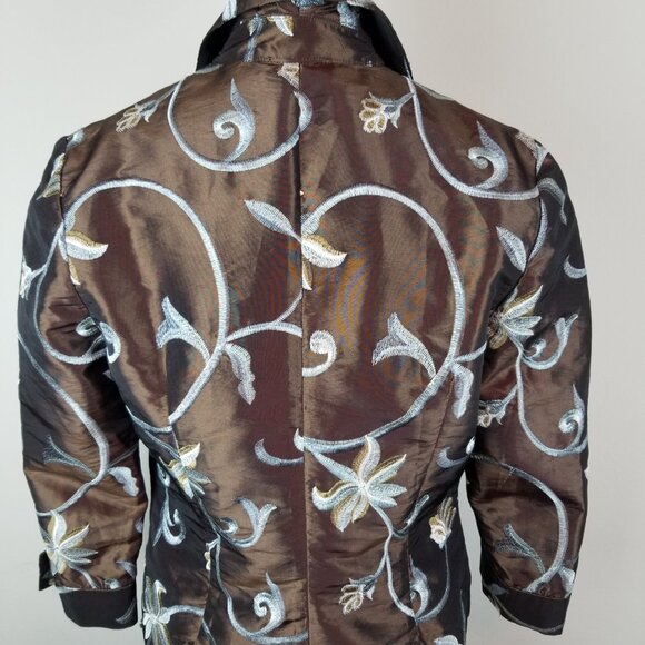Stunning Di Vita Di Luxe Stunning Floral Embroidered Silky Jacket * Size 8 - Picture 6 of 10